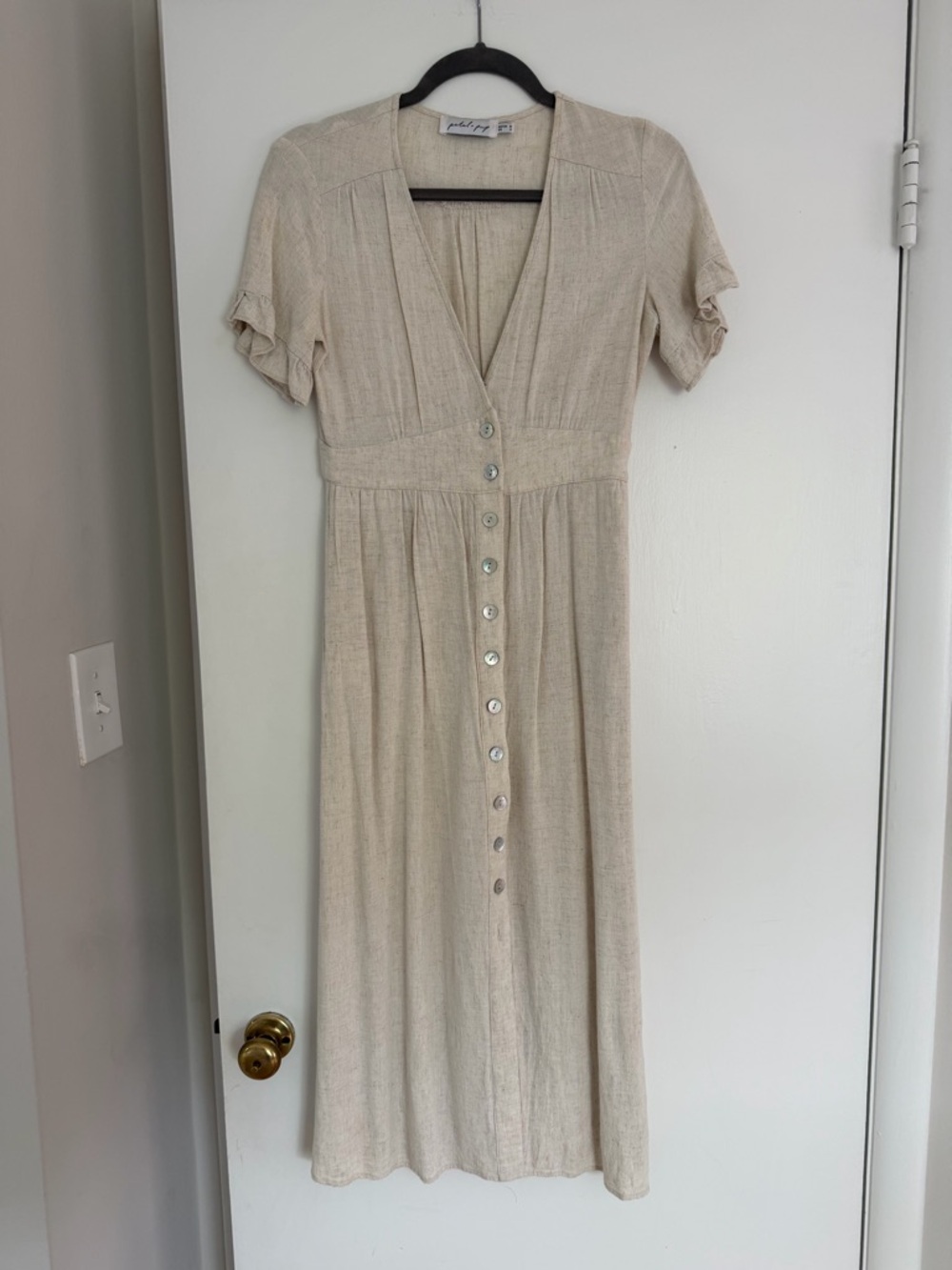 Petal & Pup Cream Button-Front Midi Dress